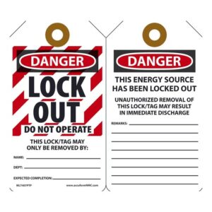 Accuform Signs 5 78" X 3 18" RP-Plastic Lockout - Tagout Tag DANGER LOCKED OUT DO NOT OPERATE (25 Per Pack)
