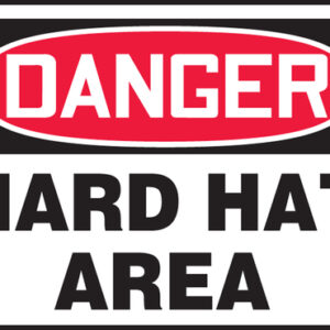 Accuform 7" X 10" Red, Black And White Plastic Safety Signs "DANGER HARD HAT AREA"