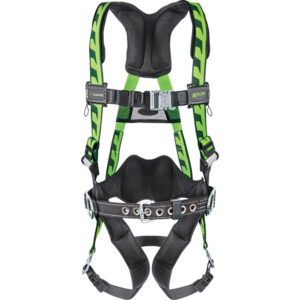 Honeywell Miller AirCore Harness, Side D-Rings, Lumbar Pad, Removable Belt, & Quick-Connect Chest Leg Straps, Green, 1/Each