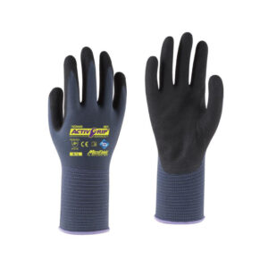 TOWA ACTIVGRIP ADVANCE 13-GAUGE, GRAY NYLON SHELL, BLACK MICROFINISH NITRILE PALM COATING