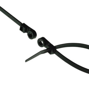 ACT Mounting Hole Cable Ties, UV Black, 100/Pkg