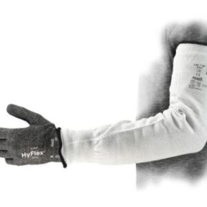 Ansell Size 18" Light Gray HyFlex 13 Gauge INTERCEPT Technology HPPE Wide Width Cut Resistant Sleeve With Elastic Closure And Black Overedge