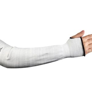 Ansell Size 18" Light Gray And Black HyFlex 13 Gauge INTERCEPT Technology HPPE Wide Width Cut Resistant Sleeve With Elastic Closure On Both Ends And Thumb Slot