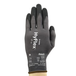 Ansell Size 8 HyFlex Light Weight Foam Nitrile And FORTIX Work Gloves With Black And Gray Nylon And Spandex Liner And Knit Wrist