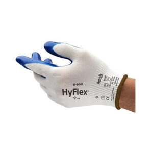 Ansell Size 9 HyFlex Light Weight Nitrile Work Gloves With Blue And White Nylon Liner And Knit Wrist