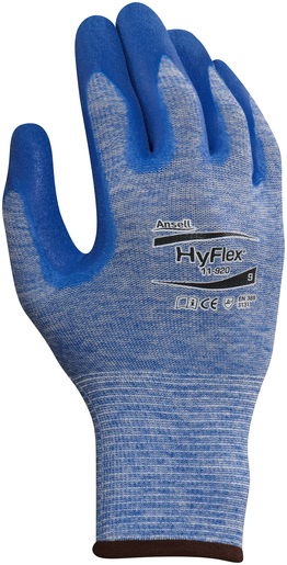 Ansell Size 6 HyFlex 15 Gauge And Medium Weight Nitrile Work Gloves With Blue Nylon Liner And Knit Wrist