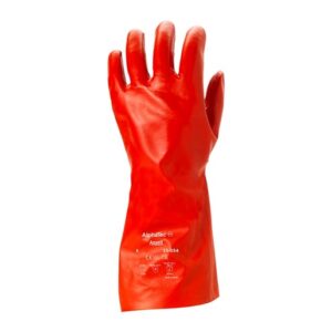 Ansell Size 10 Red 14" Knit Lined PVA Fully Coated Chemical Resistant Gloves With Smooth Finish And Gauntlet Cuff