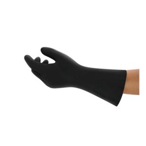 Ansell Size 10 X-Large Black Neoprene 13" Flock Lined 18 mil Unsupported Chemical Resistant Gloves With Sandpatch Finish And Straight Cuff
