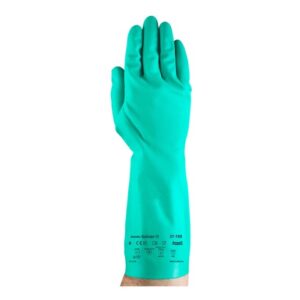 Ansell Size 10 Green Sol-Vex 13" 15 mil Nitrile Chemical Resistant Gloves With Sandpatch Grip Finish And Straight Cuff