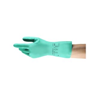 Ansell Size 10 Green Sol-Vex 13" Flock Lined 15 mil Unsupported Nitrile Chemical Resistant Gloves With Sandpatch Grip Finish And Straight Cuff