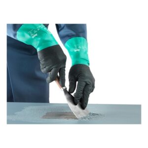Ansell Size 7 Light Glass Green And Anthracite Gray AlphaTec Nylon Lined Nitrile Chemical Resistant Gloves