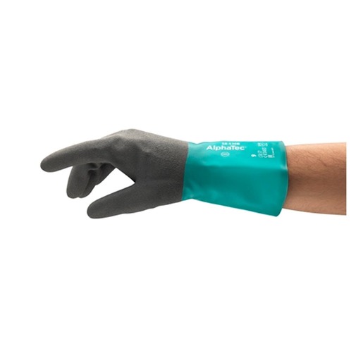 Ansell Size 8 Sea Green And Anthracite Gray AlphaTec 12" Acrylic Knit Lined 13 mil Unsupported Nitrile Chemical Resistant Gloves