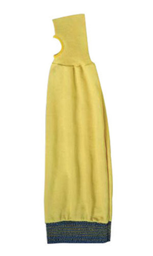 Ansell Yellow 22" Light Weight Kevlar Cut Resistant Assembler Interlock Sleeve With Thumb Hole And Knit Cuff