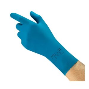 Ansell Size 7 Blue Natural Blue Unlined Lined 17 mil Latex And Rubber Chemical Resistant Gloves
