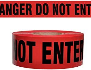 Presco Barricade Tape, 3 mil, "Danger Do Not Enter", Red, 8/Case