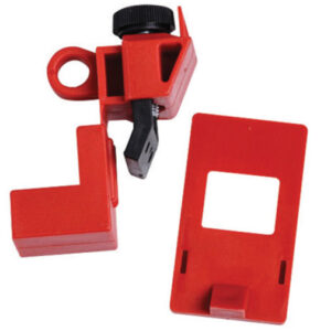 Brady Clamp-On Breaker Lockouts, 120/277 VAC, 2 3/16"H x 1"W x 5/16"D, Red, 1/Each