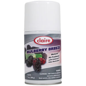 Claire Spice Fragrant Metered Air Freshener, 7 oz Aerosol, Mulberry Breeze, 12/Case