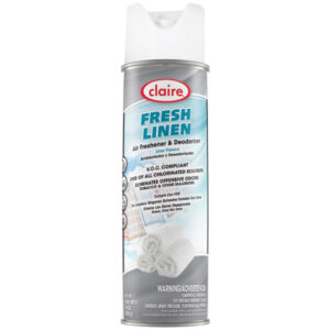 Claire Air Freshener & Deodorizer, 10 oz Aerosol, Fresh Linen, 12/Case