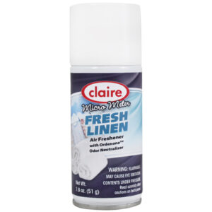 Claire Micro Meter Air Freshener, 1.8 oz Aerosl, Fresh Linen, 12/Case