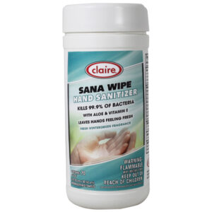 Claire Hand Sanitizer Wipes, 6" x 8", Wintergreen, 6 Tubs/70 Each
