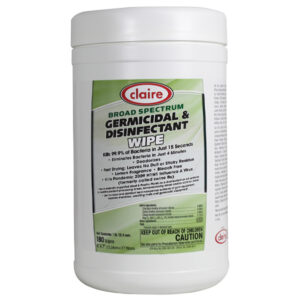 Claire Broad Spectrum Germicidal & Disinfectant Wipes, 6" x 7", Lemon, 6 Tubs/180 Each