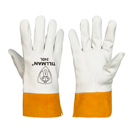 Tillman X-Large 12 12" Pearl And Gold Premium Top Grain Kidskin Unlined TIG Welders Gloves With 2" Cuff And Kevlar Thread Locking Stitch (Carded)