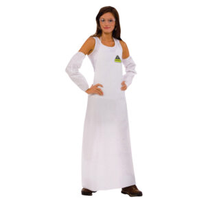 DEFENDER WHITE MICROPOROUS APRONS, BOUND NECK & TIES, 28" X 46"