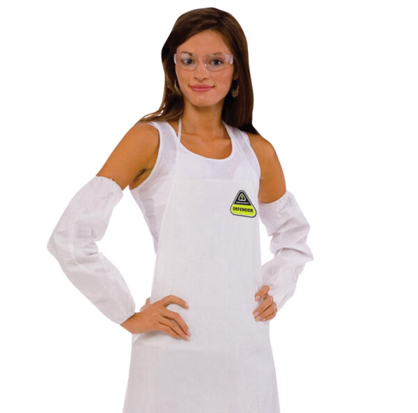 DEFENDER WHITE MICROPOROUS SLEEVES, ELASTIC AT BOTH ENDS, 18" LENGTH