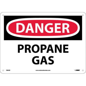 NMC OSHA "Danger Propane Gas" Sign, Aluminum, 10" x 14", White/Black/Red, 1/Each