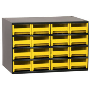 Akro-Mils 19-Series Heavy-Duty Steel Storage Cabinet, 16 Drawer (Drawer Dimensions: 2 1/8"H x 4"W x 10 9/16"D), Yellow, 1/Each