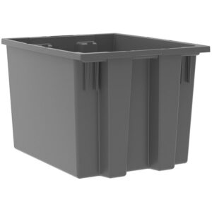 Akro-Mils Nest & Stack Tote, 19 1/2"L x 13"H x 15 1/2"W, Gray, 1/Each