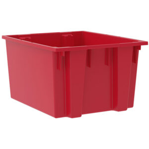 Akro-Mils Nest & Stack Tote, 23 1/2"L x 13"H x 19 1/2"W, Red, 1/Each