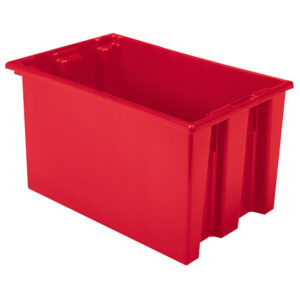 Akro-Mils Nest & Stack Tote, 23 1/2"L x 12"H x 15 1/2"W, Red, 1/Each