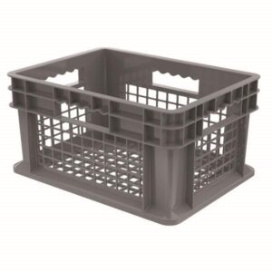 Akro-Mils Straight Wall Container, Mesh Sides & Base, 15 3/4"L x 8 1/4"H x 11 3/4"W, Gray, 1/Each