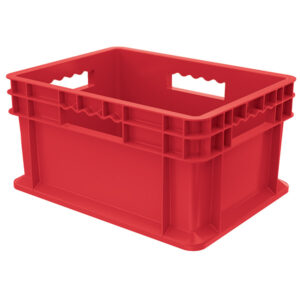 Akro-Mils Straight Wall Container, Solid Sides & Base, 15 3/4"L x 8 1/4"H x 11 3/4"W, Red, 1/Each