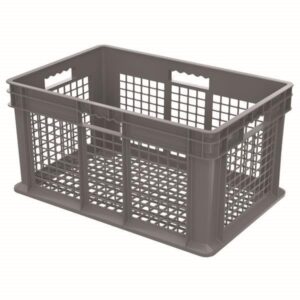 Akro-Mils Straight Wall Container, Mesh Sides & Base, 23 3/4"L x 12 1/4"H x 15 3/4"W, Gray, 1/Each