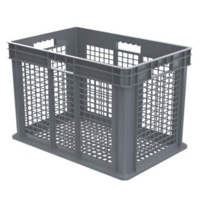Akro-Mils Straight Wall Container, Mesh Sides & Base, 23 3/4"L x 16 1/8"H x 15 3/4"W, Gray, 1/Each