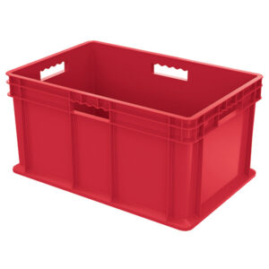 Akro-Mils Straight Wall Container, Solid Sides & Base, 23 3/4"L x 12 1/4"H x 15 3/4"W, Red, 1/Each