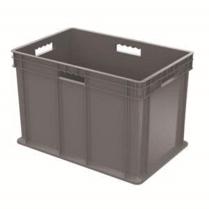 Akro-Mils Straight Wall Container, Solid Sides & Base, 23 3/4"L x 16 1/8"H x 15 3/4"W, Gray, 1/Each