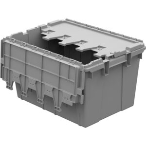 Buckhorn Attached Lid Container, Textured Bottom, 21"L x 15"W x 12"H, Light Gray, 1/Each
