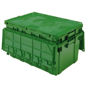 Buckhorn Attached Lid Container, Textured Bottom, 27"L x 17"W x 12"H, Green, 1/Each