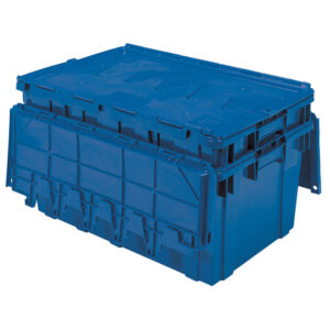 Buckhorn Attached Lid Container, Textured Bottom, 27"L x 17"W x 12"H, Dark Blue, 1/Each