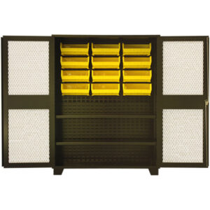 Jamco Welded Steel Cabinet, Clear Doors, 78"H x 60"W x 24"D, Black, 1/Each