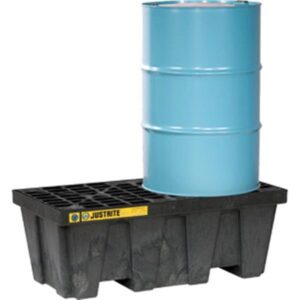 Justrite EcoPolyBlend Spill Control Pallet, 2-Drum, 66 gal Sump Capacity, Black, 1/Each