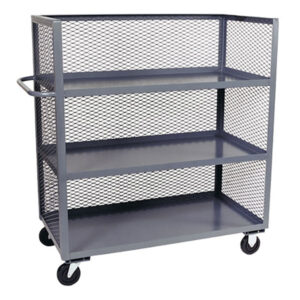 Jamco Mesh Truck, 3-Sided, 3 Shelves, Gray, 1/Each