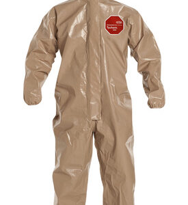 DuPont 2X Tan Tychem 5000, 18 mil Chemical Protective Coveralls With Hood, Elastic Wrists And Ankles