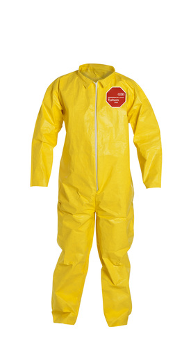 DuPont 3X Yellow Tychem 2000, 10 mil Chemical Protective Coveralls With Open Wrists And Ankles