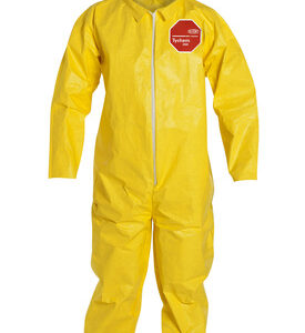 DuPont Large Yellow Tychem 2000, 10 mil Chemical Protective Coveralls With Open Wrists And Ankles