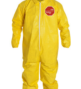 DuPont Large Yellow Tychem 2000, 10 mil Chemical Protective Coveralls With Elastic Wrists And Ankles
