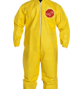 DuPont X-LargeYellow Tychem 2000, 10 mil Chemical Protective Coveralls With Hood, Elastic Wrists And Ankles